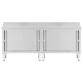 vidaXL Mesas trabalho c/ portas correr 2pcs 200x50x(95-97)cm aÃ§o inox.