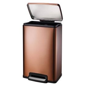 Stainless Steel 13-Gallon Kitchen Trash Can with Step Lid in Copper Bronze