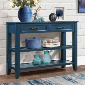 Console Sofa Table with 2 Storage Drawers and 2 Tiers Shelves