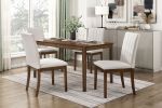 Contemporary Brown Finish 5pc Dining Table Set with 4 Upholstered Chairs Wooden Kitchen Dining Furniture