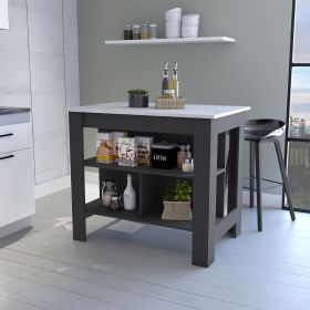 Brooklyn Kitchen Island, Three Concealed Shelves