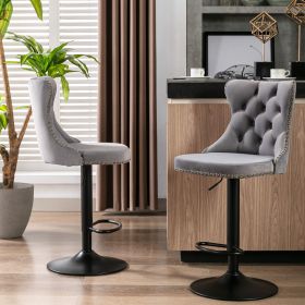 A&A Furniture,Swivel Velvet Barstools Adjusatble Seat Height from 25-33 Inch,17.7 inch base