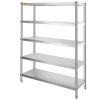 VEVOR Stainless Steel Shelves 47.5x18 Inch 5 Tier Adjustable Shelf Storage Unit Stainless Steel Rack Shelving Heavy Duty Shelving for Kitchen Commerci