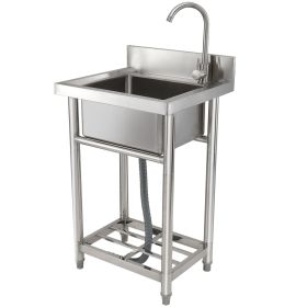 VEVOR Stainless Steel Utility Sink, 1 Compartment Free Standing Small Sink Include Faucet & legs