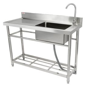 VEVOR Stainless Steel Utility Sink, 1 Compartment Free Standing Small Sink w/Workbench Faucet & legs