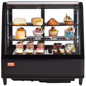 VEVOR Refrigerated Display Case, 3.5 Cu.Ft./100L, 2-Tier, Countertop Pastry Display Case Commercial Display Refrigerator with LED Lighting