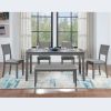 6 Piece Kitchen Dining Set, Rectangular Wooden Dining Table with 4 Upholstered Chairs and a Bench, Dining Table Set for 6 People, Living Room