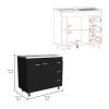 Ferretti Utility Sink with Three Drawers and Double Door Cabinet Black