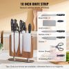 VEVOR Magnetic Knife Block, 10 inch Home Kitchen Knife Holder, Double Sided Magnetic Knife Stand, Multifunctional Storage Acacia Wood Knives Rack