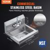 VEVOR Commercial Hand Sink with Faucet, NSF Stainless Steel Sink for Washing, Small Hand Washing Sink, Wall Mount Hand Basin