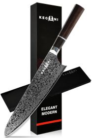 Kegani 8 Inch Japanese Kiritsuke Chef Knife, Japanese 67 Layers VG-10 Damascus Knife, Ebony FullTang Handle Natural Texture Japanese Knife Sushi Knife (Option: Chef knife)